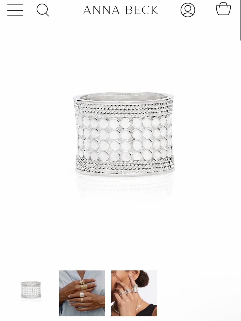Anna Beck | Silver Classic Cigar Band ring | size 9